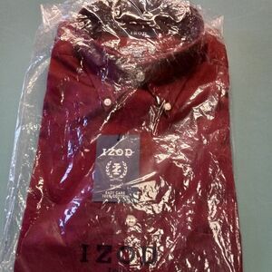 NWT in Bag Izod Cotton Burgundy Men's 16 Button Down Dress Shirt